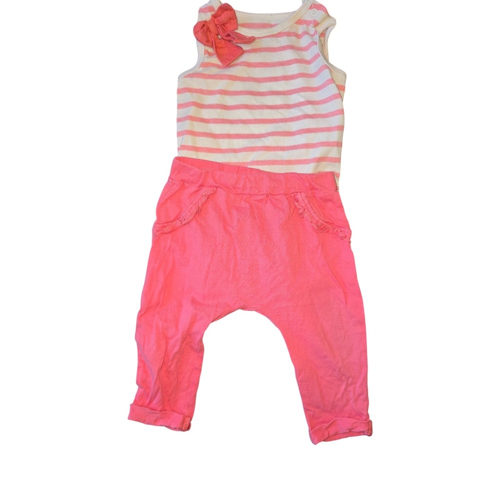Carter's Circo Baby Girls Pink Striped Bodysuit and Pants Set 6-9 Months 2 Piece